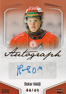 Hokejová karta Oskar Haas Goal Cards 2022-23 Série 2 Autographed č.142