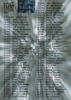 Hokejová karta Checklist 201-345 Fleer Ultra Extra 1995-96 č. 399