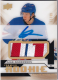 Hokejová karta Lias Andersson UD Premier 2018-19 Rookie Auto Patch Gold /99