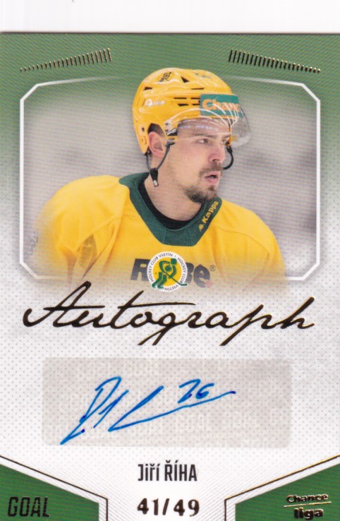 Hokejová karta Jiří Říha Goal S1 2022-23 Autograph 41/49 č. A-8