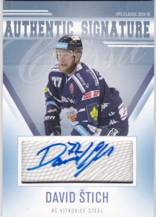 Hokejová karta David Štich  OFS 15/16 S.II. Authentic Signature