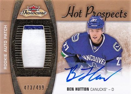 Hokejová karta Ben Hutton Fleer Showcase Hot Prospects Rookie 473/499
