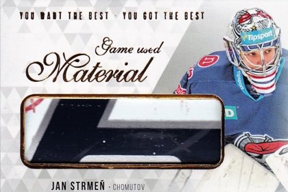 Hokejová karta Jan Strmeň OFS 2018 YWB YGB Game Used Material (černý nápis) 