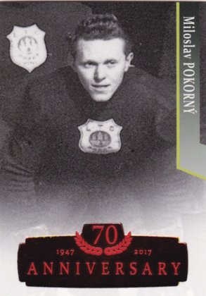 Hokejová karta Miloslav Pokorný OFS 17/18 S.II. 70th Anniversary RED