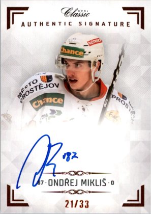Hokejová karta Ondřej Mikliš OFS Chance Liga 2018-19 Authentic Signature