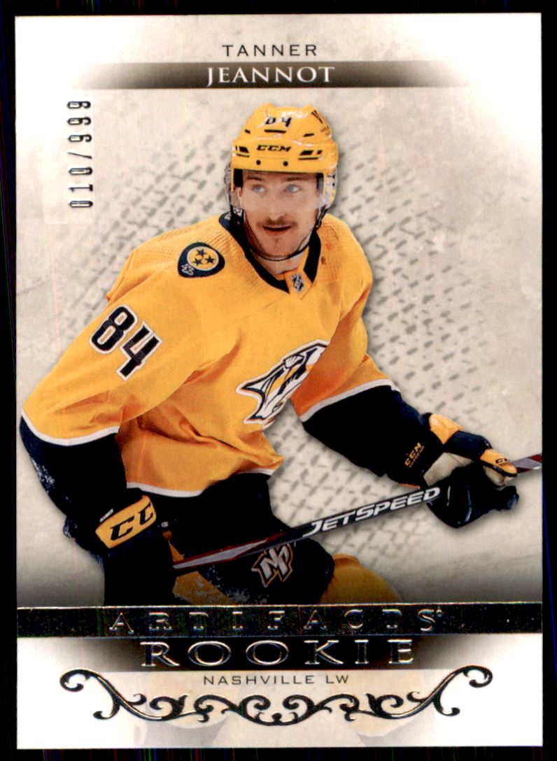 Hokejová karta Tanner Jeannot UD Artifacts 2021-22 Rookie /999 č. RED215