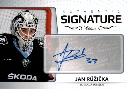 Hokejová karta Jan Růžička OFS 2018-19 Série 1 Authentic Signature Gold 
