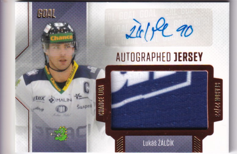 Hokejová karta Lukáš Žalčík Goal S1 2022-23 Autographed Jersey 08/25 č. JA-19
