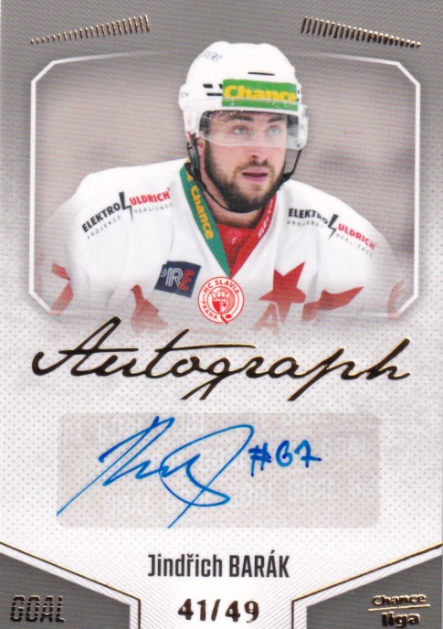 Hokejová karta Jindřich Barák Goal S1 2022-23 Autograph 41/49 č. A-44