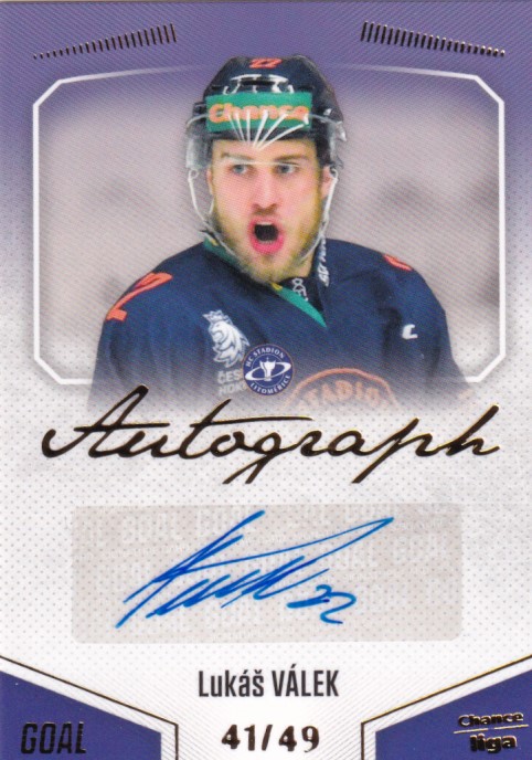 Hokejová karta Lukáš Válek Goal S1 2022-23 Autograph 41/49 č. A-29