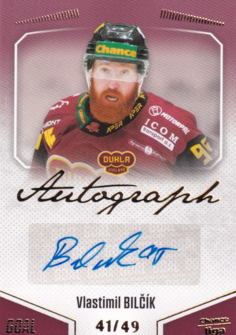 Hokejová karta Vlastimil Bilčík Goal S1 2022-23 Autograph 41/49 č. A-2