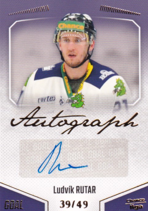 Hokejová karta Ludvík Rutar Goal S1 2022-23 Autograph 39/49 č. A-74
