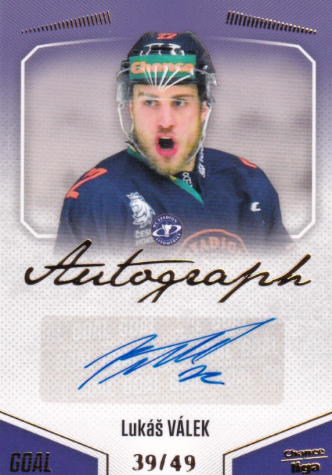 Hokejová karta Lukáš Válek Goal S1 2022-23 Autograph 39/49 č. A-29