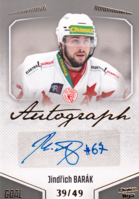 Hokejová karta Jindřich Barák Goal S1 2022-23 Autograph 39/49 č. A-44