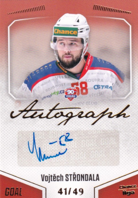 Hokejová karta Vojtěch Střondala Goal S1 2022-23 Autograph 41/49 č. A-70