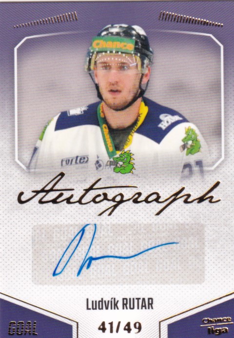 Hokejová karta Ludvík Rutar Goal S1 2022-23 Autograph 41/49 č. A-74