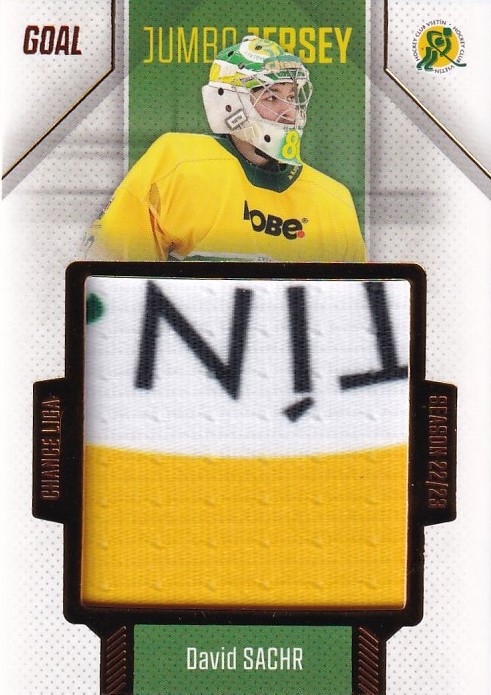 Hokejová karta David Sachr Goal S2 2022-23 Jumbo Jersey /77 č. 25A