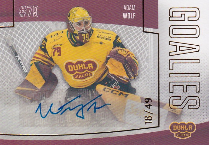Hokejová karta Adam Wolf Goal S2 2022-23 Goalies  Auto