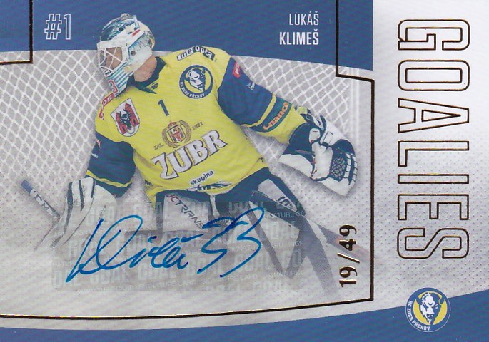 Hokejová karta Lukáš Klimeš Goal S2 2022-23 Goalies Auto