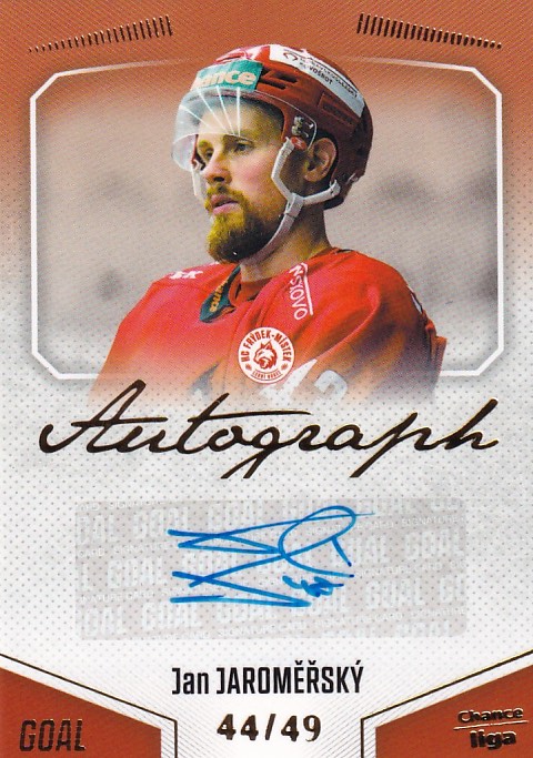 Hokejová karta Jan Jaroměřský Goal Cards 2022-23 Série 2 Autographed č.140