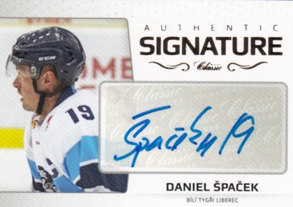 Hokejová karta Daniel Špaček OFS 2018-19 Série 2 Authentic Signature Gold 