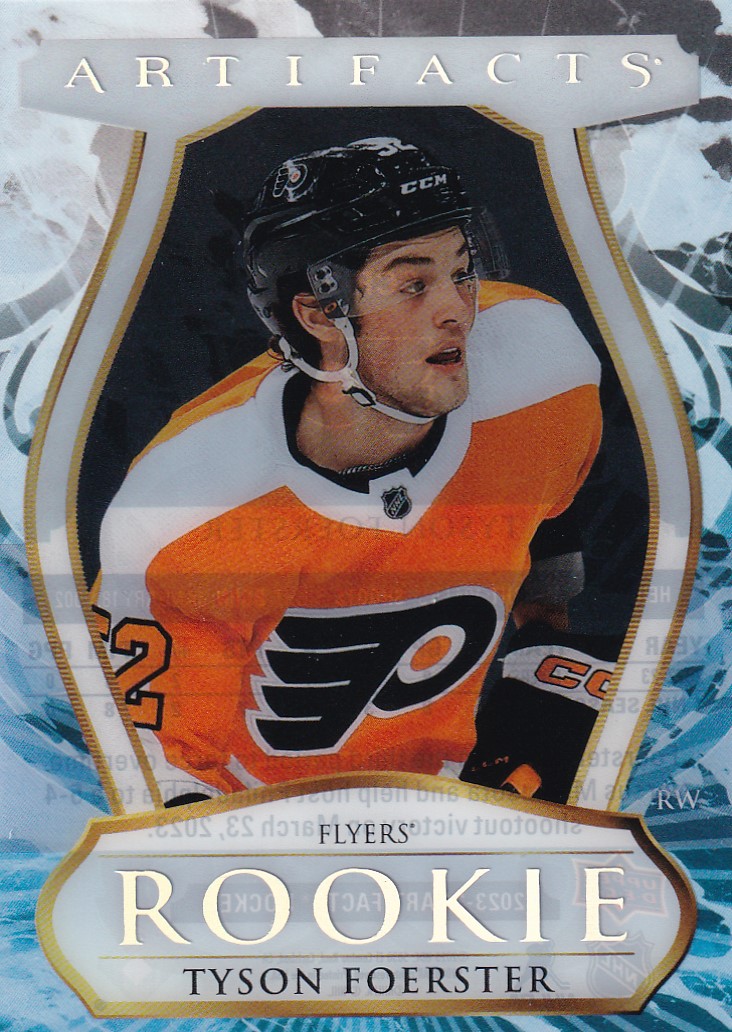 Hokejová karta Tyson Foerster UD Artifacts 2023-24 Rookie Clear Cut č. CCR-20