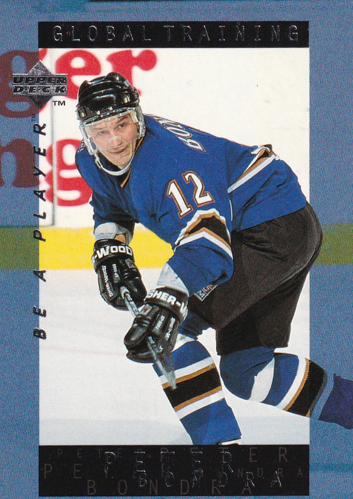 Hokejová karta Peter Bondra UD Be a Player 1995-96 Global Training č. 210