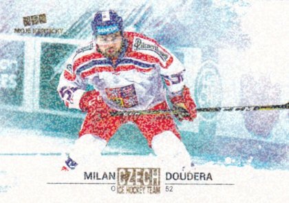 Hokejová karta Milan Doudera Czech Ice Hocky Team 2018 Gold Rainbow Parallel