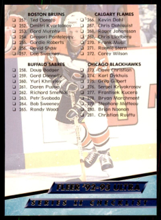 Hokejová karta Checklist 315-383 Fleer Ultra 1992-93 řadová č. 449