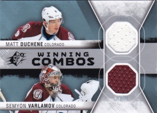 Hokejová karta Duchene / Varlamov SPx 14-15 Winning Combos Jersey č. WC-VD
