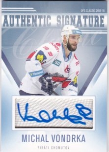 Hokejová karta Michal Vondrka OFS 15/16 S.II. Authentic Signature