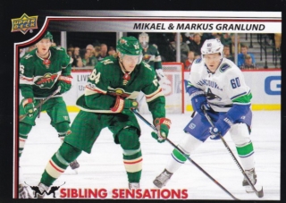 Hokejová karta Mikael / Markus Granlund UD Sibling Sensations 18-19 č. SS-4