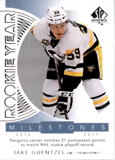 Hokejová karta Jake Guentzel SP Authentic 17-18 Rookie Year Milestones č. RYM-JG