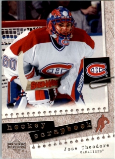 Hokejová karta Jose Theodore Upper Deck 2005-06 Hockey Scrapbook č. HS7