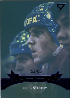 hokejová karta Peter Šťastný Pocta legendám 2 Blue  3 of 3 č.B 18