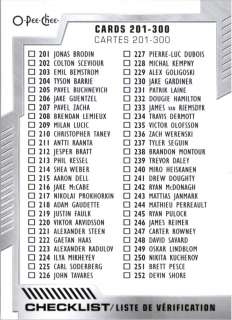 Hokejová karta Checklist OPC 2020-21 Card 201-300 č. 300