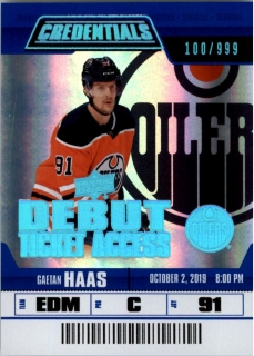 Hokejová karta Gaetan Haas UD Credentials 2019-20 Debut Ticket Access /999 č. 67