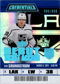Hokejová karta Carl Grundstrom UD Credentials 2019-20 Debut Ticket Access /699
