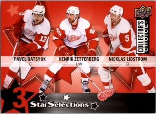Hokejová karta Datsyuk/Zetterberg/Lidstrom UD C. Choice 09-10 3 Star Selections