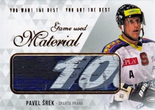 Hokejová karta Pavel Šrek OFS 2018 YWB YGB Game Used Material (nápis10) 