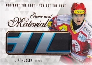 Hokejová karta Jiří Hudler OFS 2018 YWB YGB Game Used Material (stříbrný nápis) 