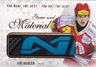 Hokejová karta Jiří Hudler OFS 2018 YWB YGB Game Used Material (modrý nápis) 