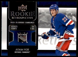 Hokejová karta Adam Fox UD Series 1 2020-21 Rookie Retrospective č. RR-11