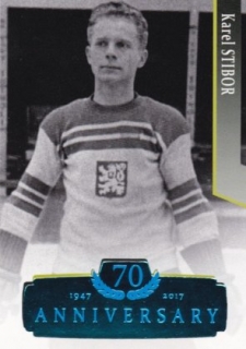Hokejová karta Karel Stibor OFS 17/18 S.II. 70th Anniversary BLUE
