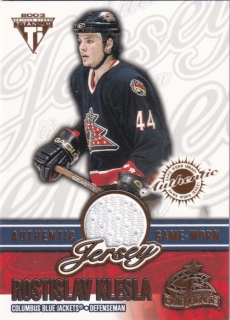 Hokejová karta Rostislav Klesla Pacific Titanium 2002-03 Jersey /1099 č. 19