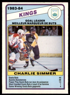 Hokejová karta Charlie Simmer O-Pee-Chee 1984-85 Goal Leader č. 358
