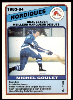 Hokejová karta Michel Goulet O-Pee-Chee 1984-85 Goal Leader č. 366