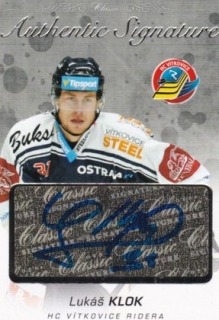 Hokejová karta Lukáš Klok OFS 17/18 S-II. Authentic Signature Platinum