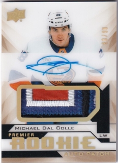 Hokejová karta Michael Dal Cole UD Premier 2018-19 Rookie Auto Patch Gold /99