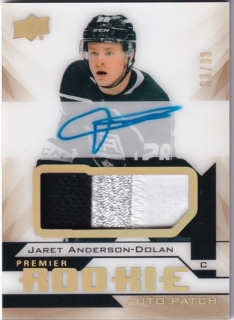 Hokejová karta Jaret Anderson-Dolan UD Premier 2018-19 Rookie Auto Patch Gold/99